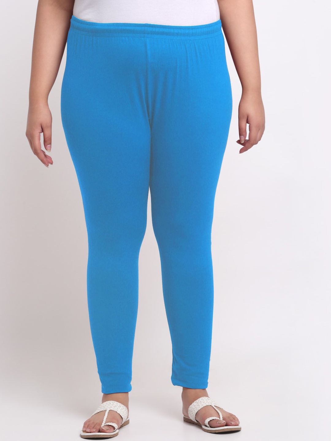 

Trend Level Plus Size Mid-Rise Slim-Fit Ankle-Length Leggings, Turquoise blue