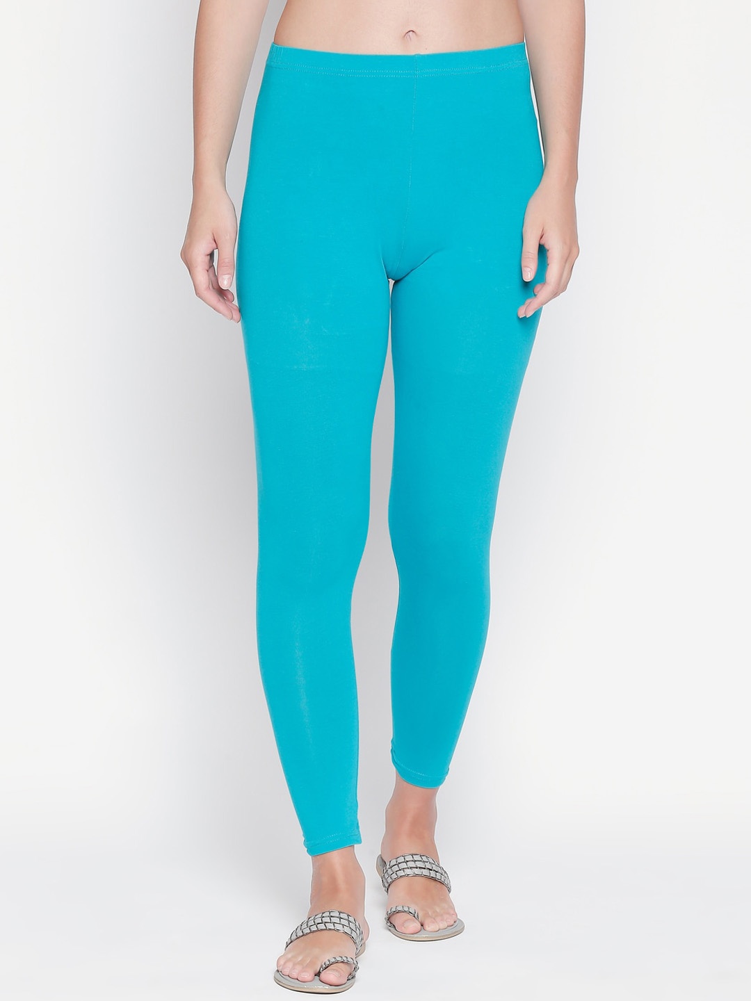 

RANGMANCH BY PANTALOONS Mid-Rise Ankle-Length Leggings, Turquoise blue