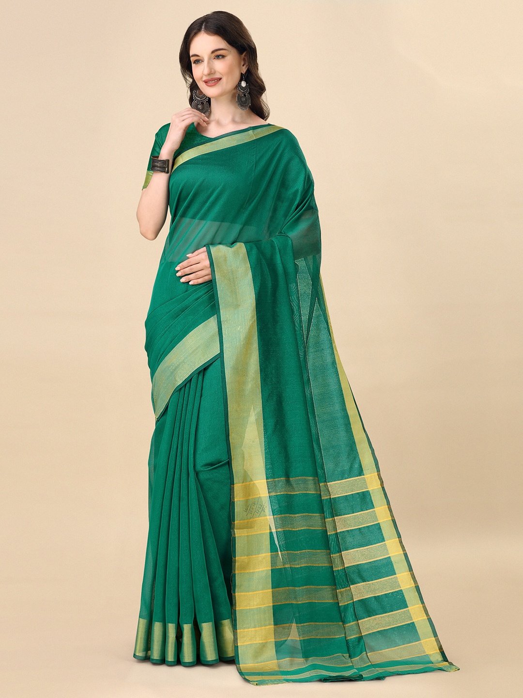 

Indian Fashionista Zari Ikat Saree, Green