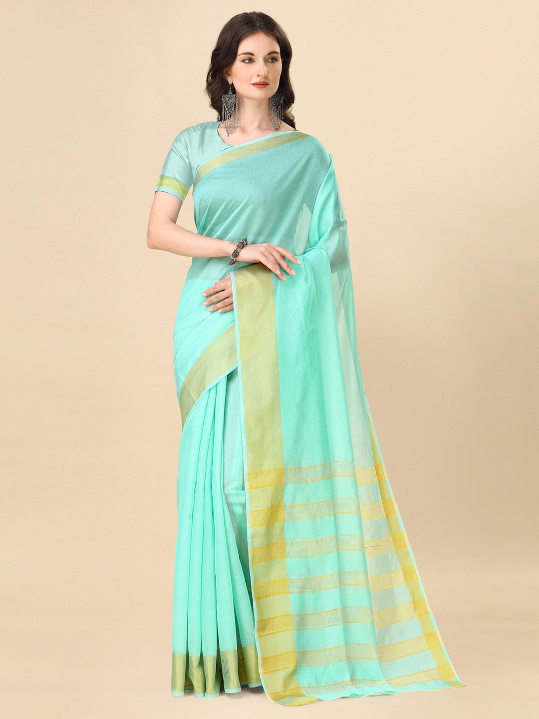 

Indian Fashionista Dupion Silk Saree, Turquoise blue