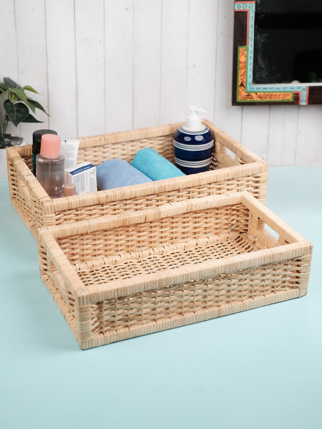 

VarEesha Beige 2 Pieces Wicker Basket Organisers