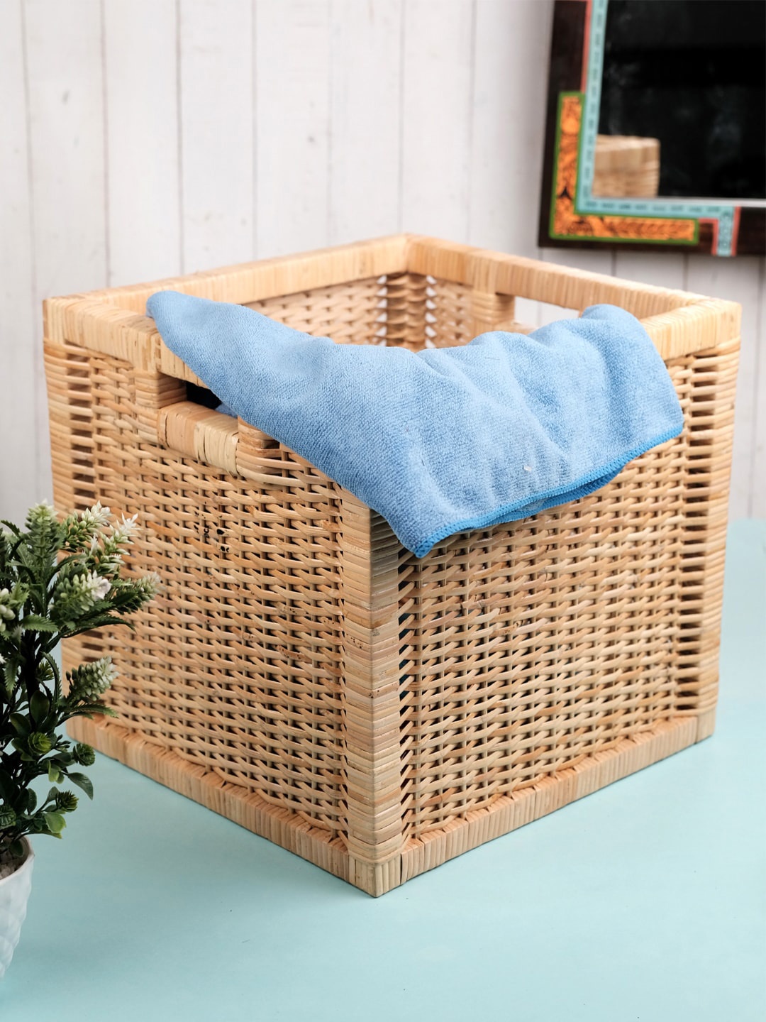 

VarEesha Beige Bamboo Woven Rattan Laundry Basket Without Lid