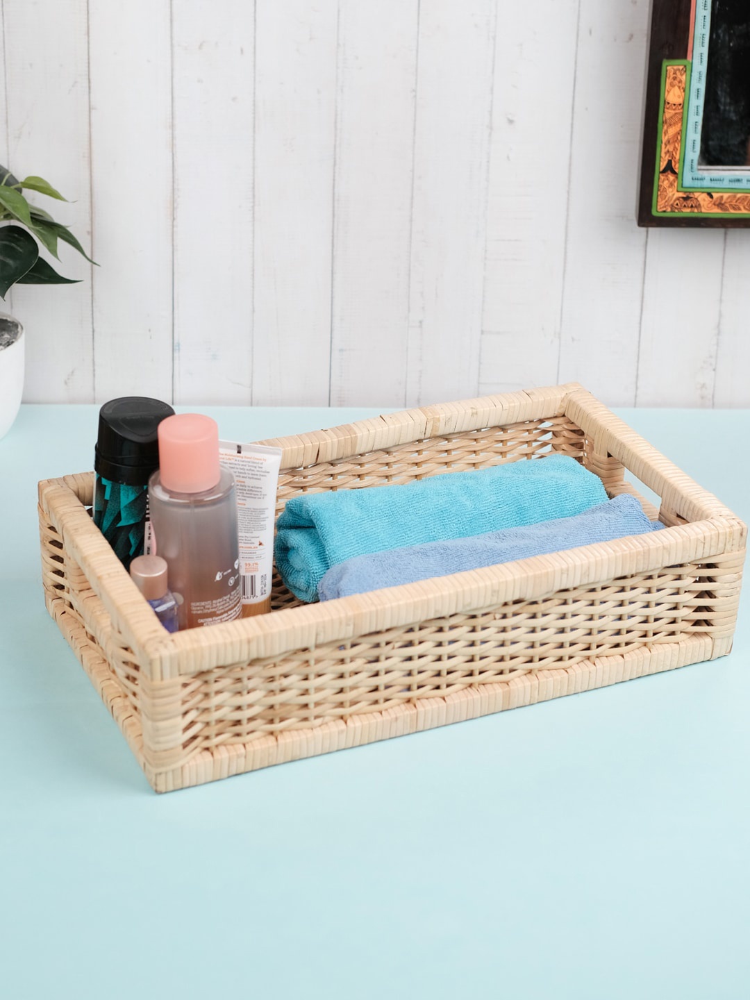 

VarEesha Beige Rectangular Rattan Wicker Basket Wardrobe Organiser