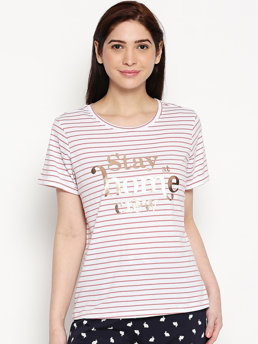 

Dreamz by Pantaloons Typography Printed Cotton Lounge Tshirts, White