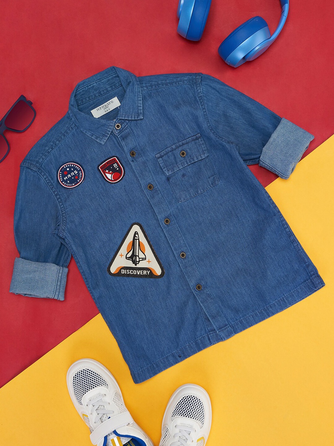 

Pantaloons Junior Boys Applique Cotton Casual Shirt, Blue