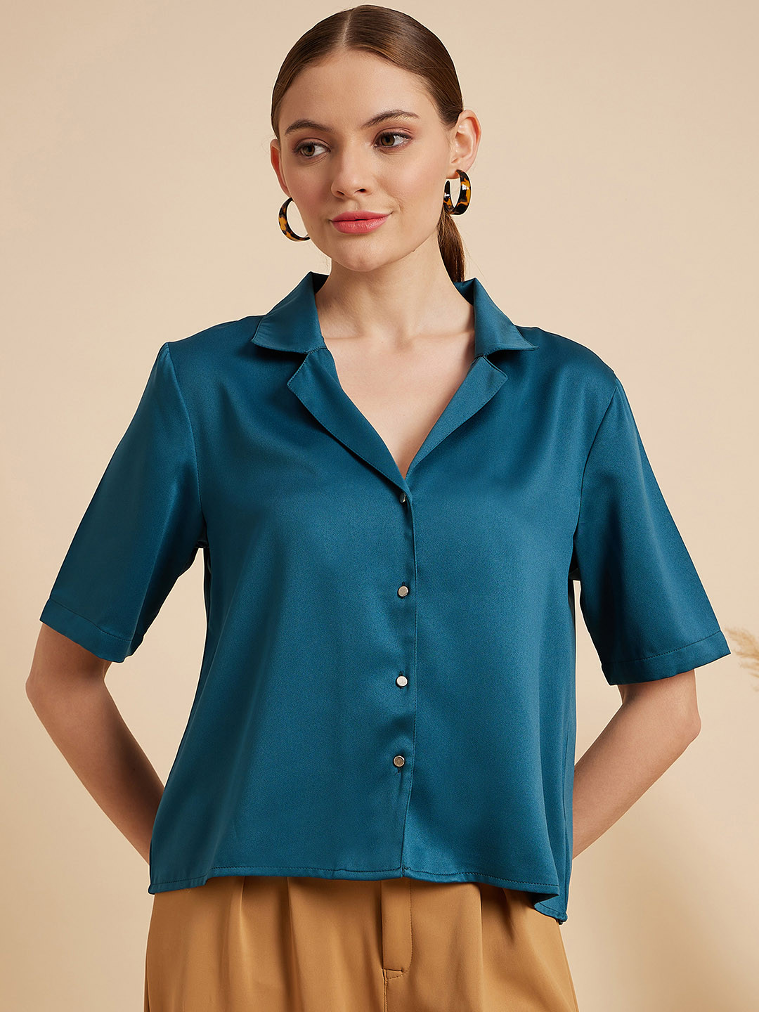 

MINT STREET Comfort Opaque Casual Shirt, Teal