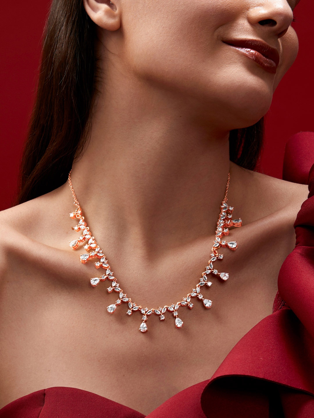 

MINUTIAE Rose Gold-Plated Crystal Studded Necklace