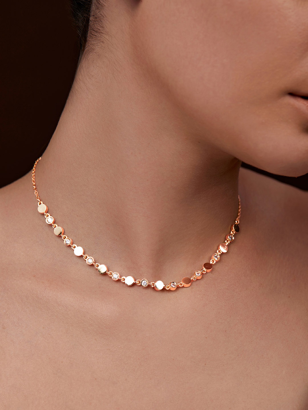 

MINUTIAE Rose Gold-Plated Crystal Studded Necklace