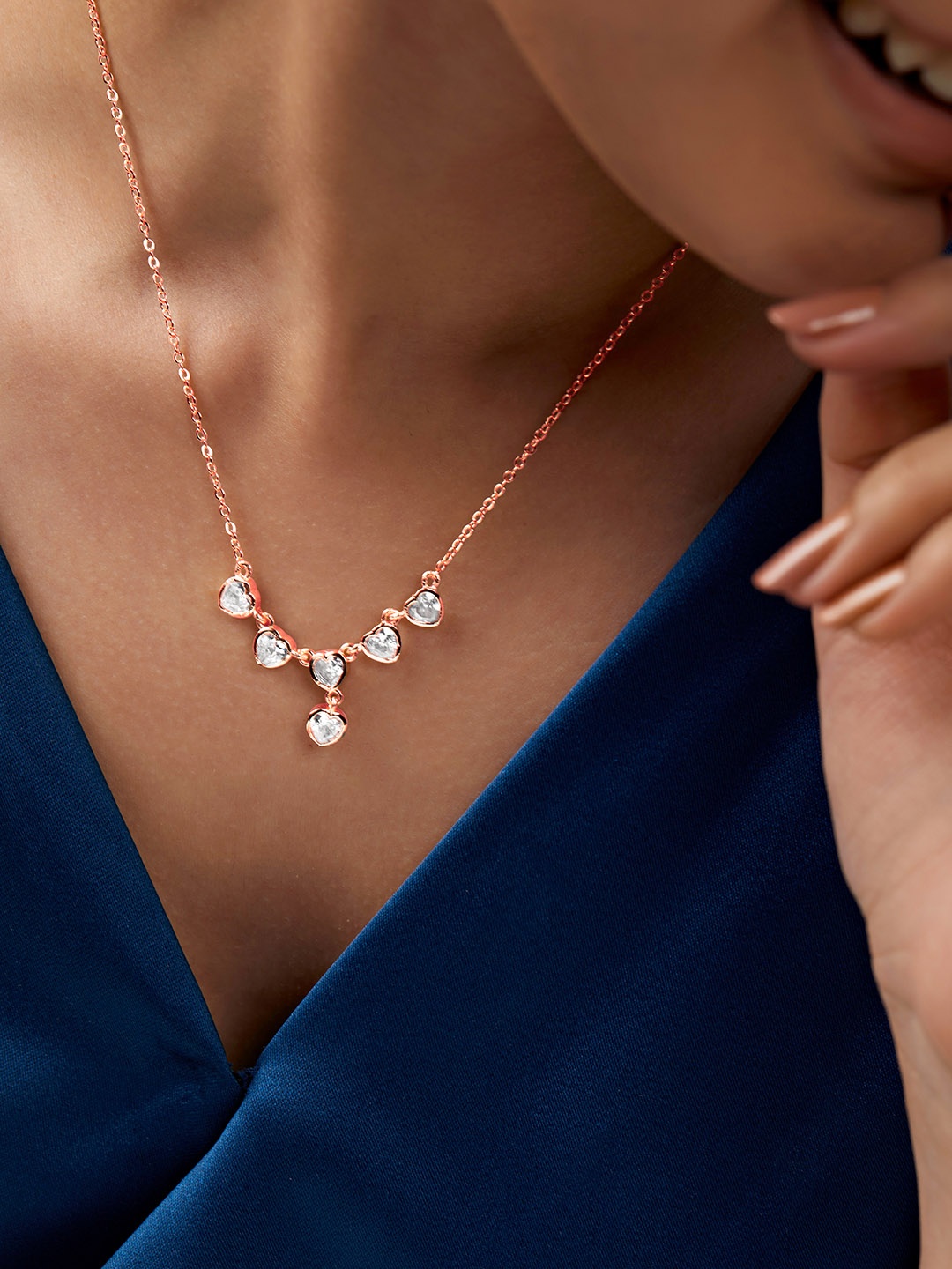

MINUTIAE Rose Gold-Plated Crystals Studded Necklace
