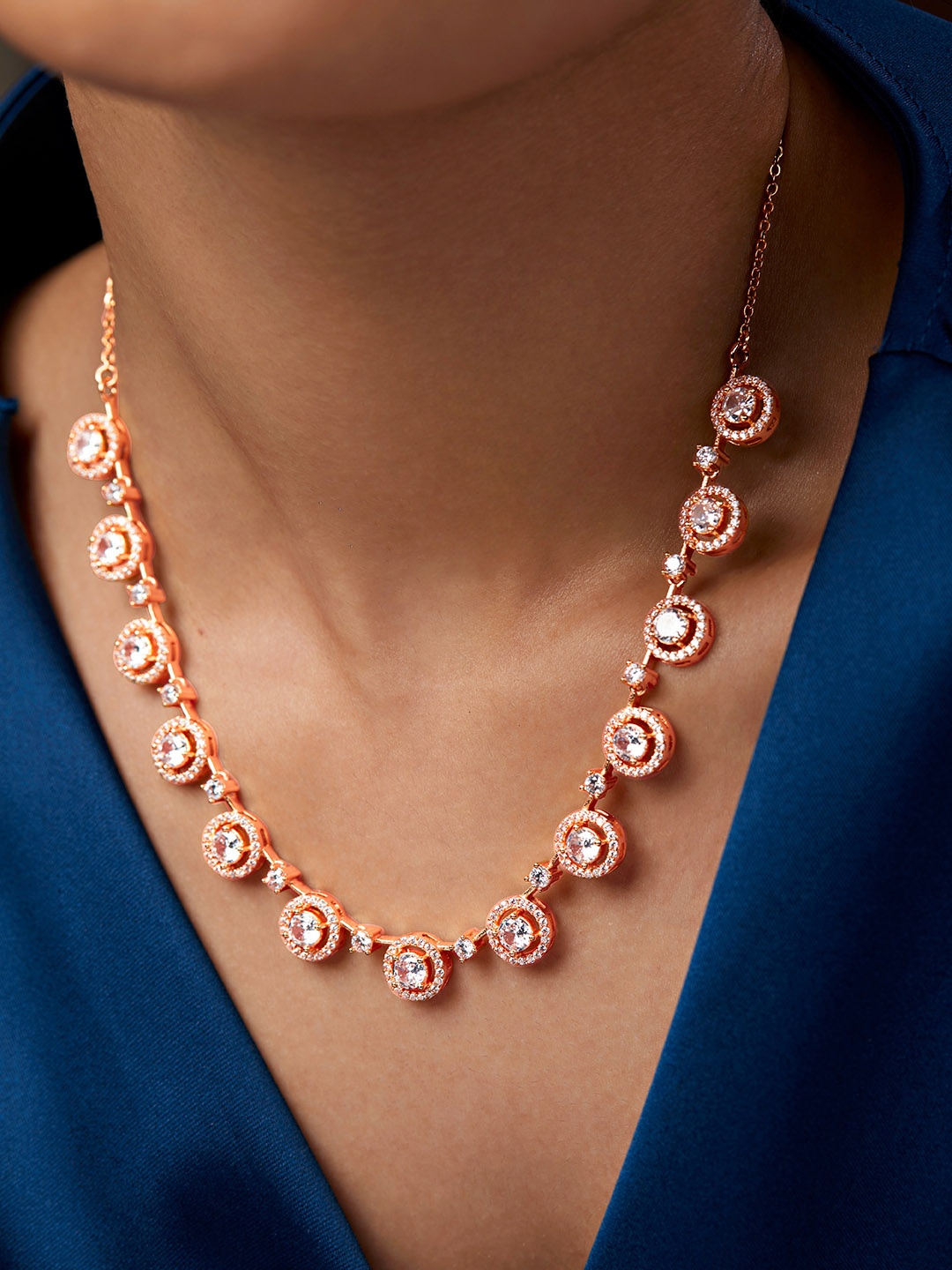 

MINUTIAE Rose Gold-Plated Crystals Studded Necklace