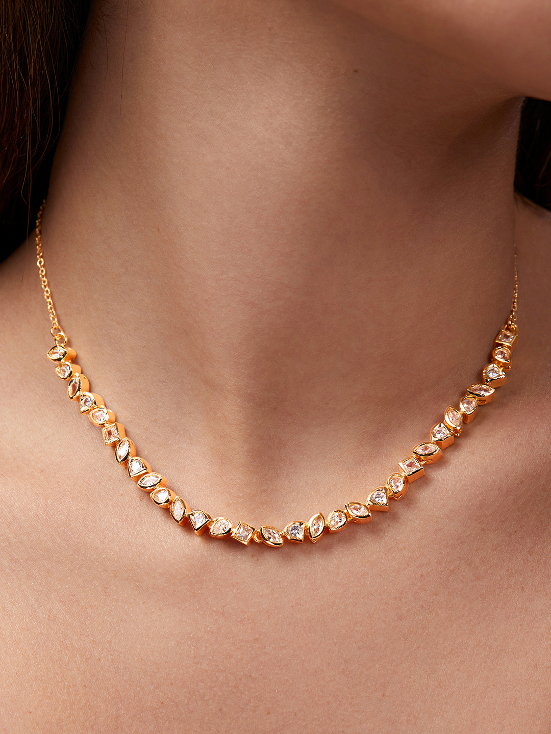

MINUTIAE Gold-Plated Crystals Studded Necklace