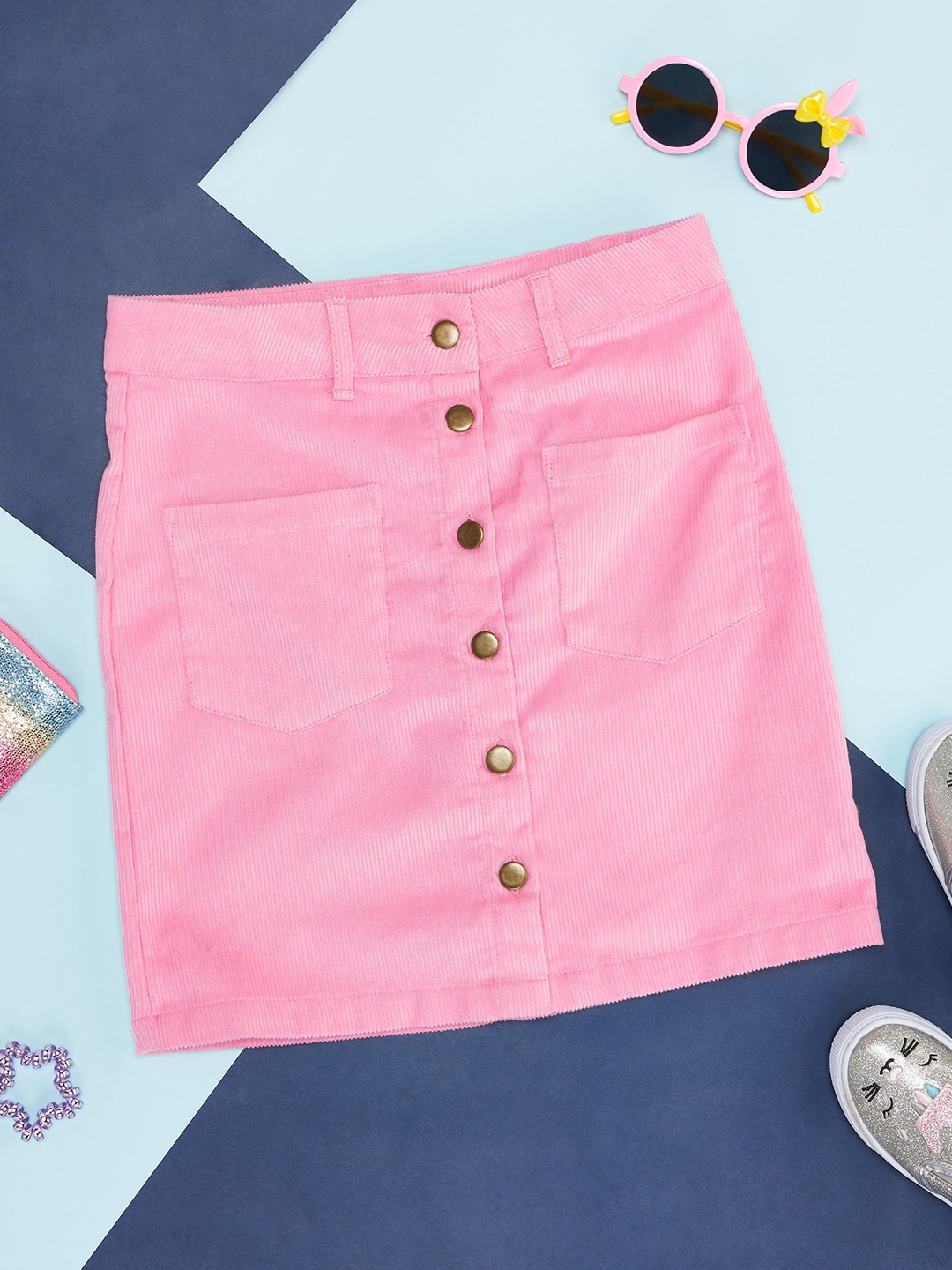 

Pantaloons Junior Girls Corduroy Straight Skirt, Pink