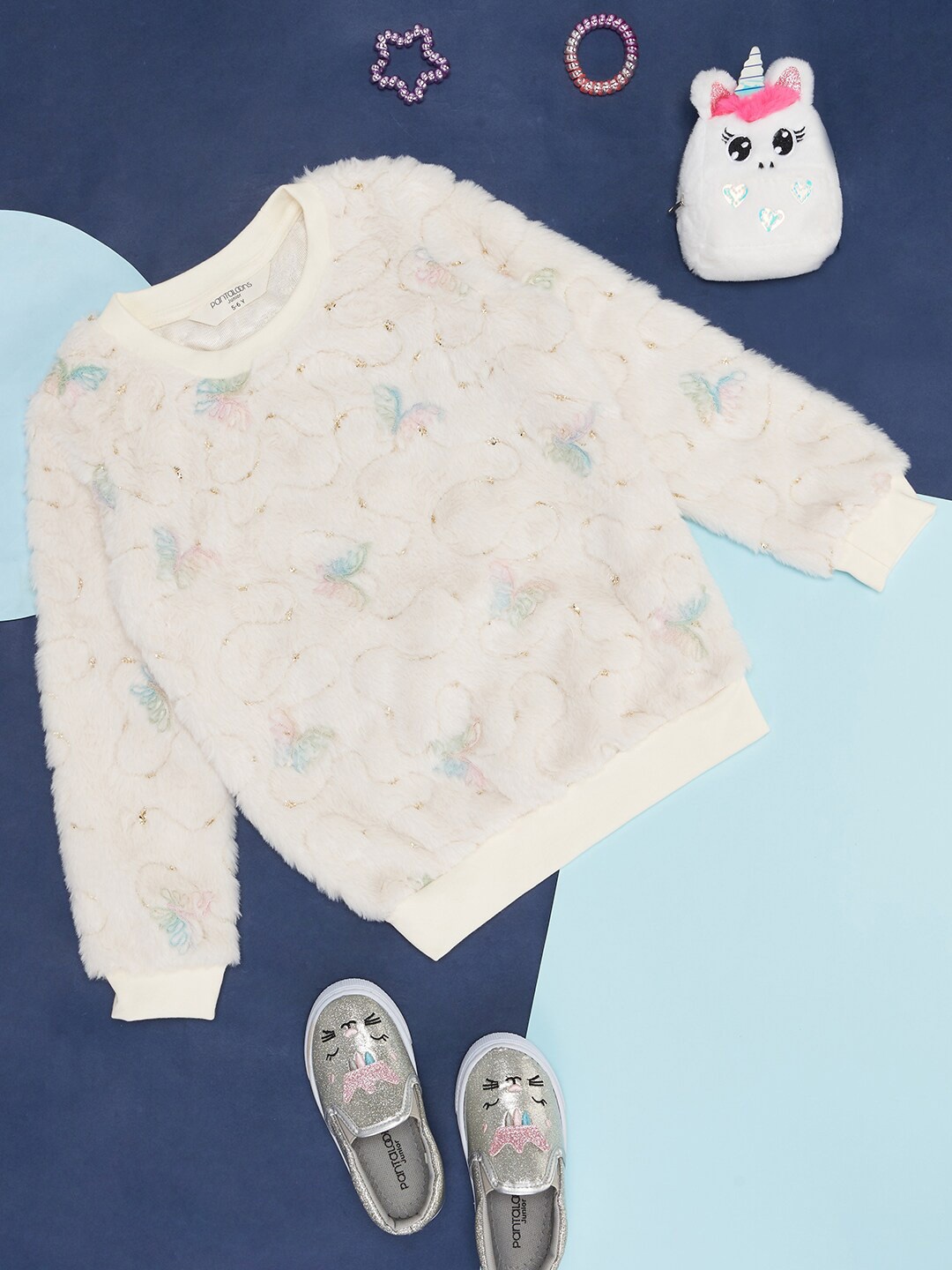 

Pantaloons Junior Girls Self Design Pullover Sweatshirt, Off white