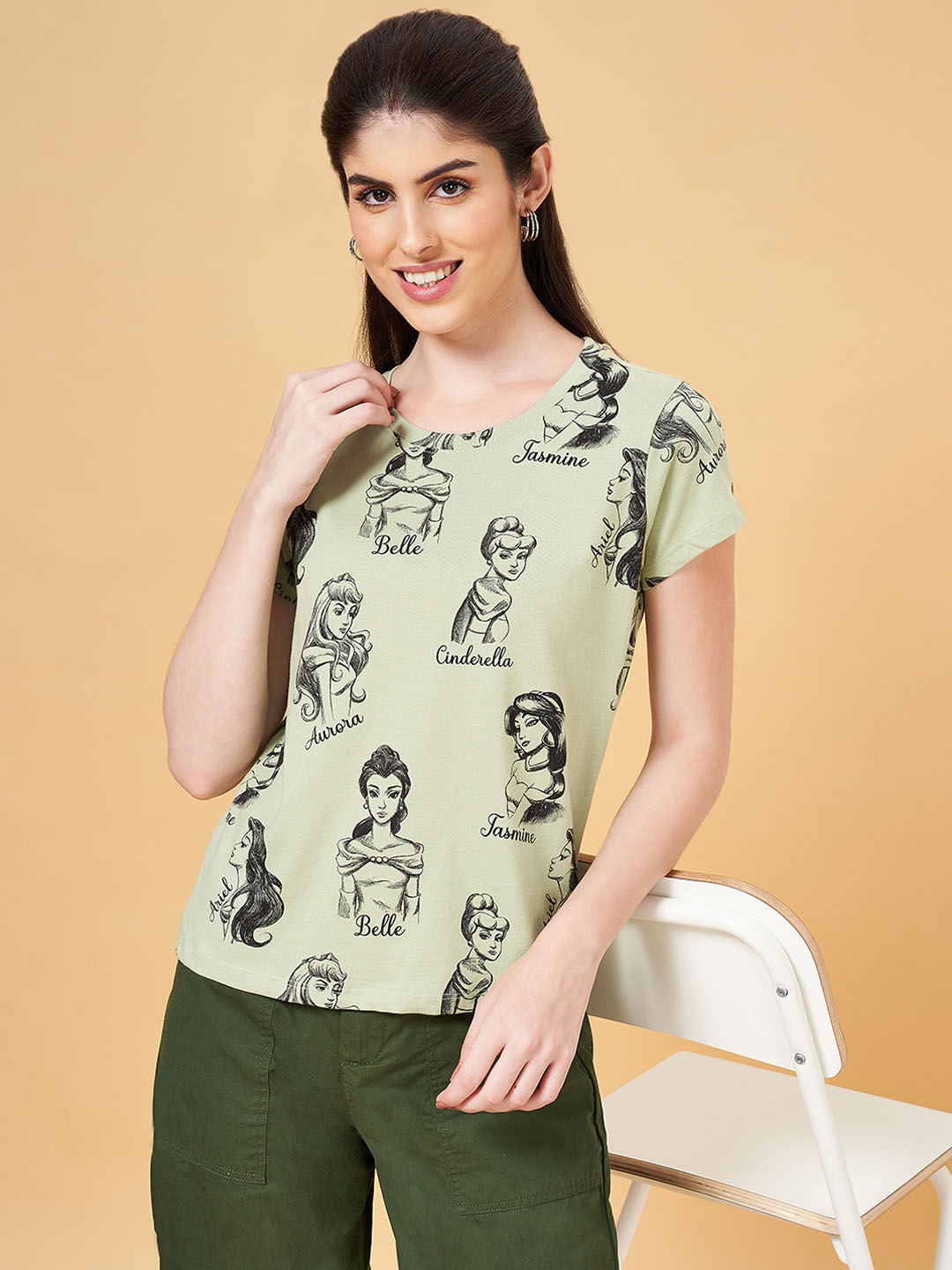 

Honey by Pantaloons Conversational Printed Cotton T-Shirt, Green