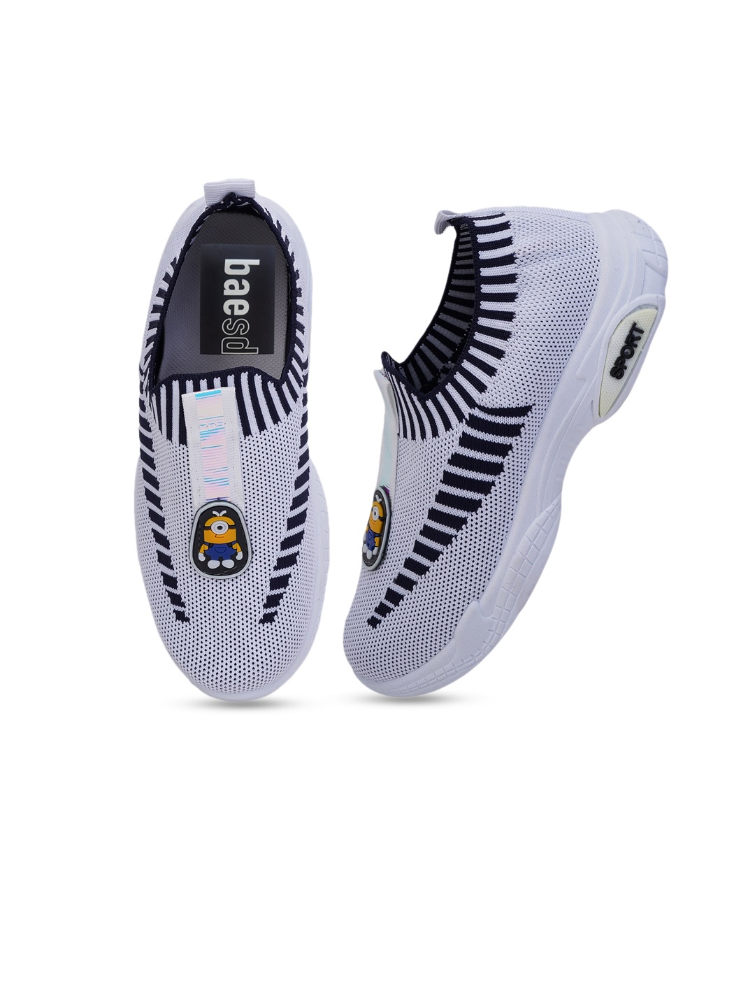 

BAESD Kids Lightweight Mesh Comfort Insole Basics Slip-On Sneakers, White