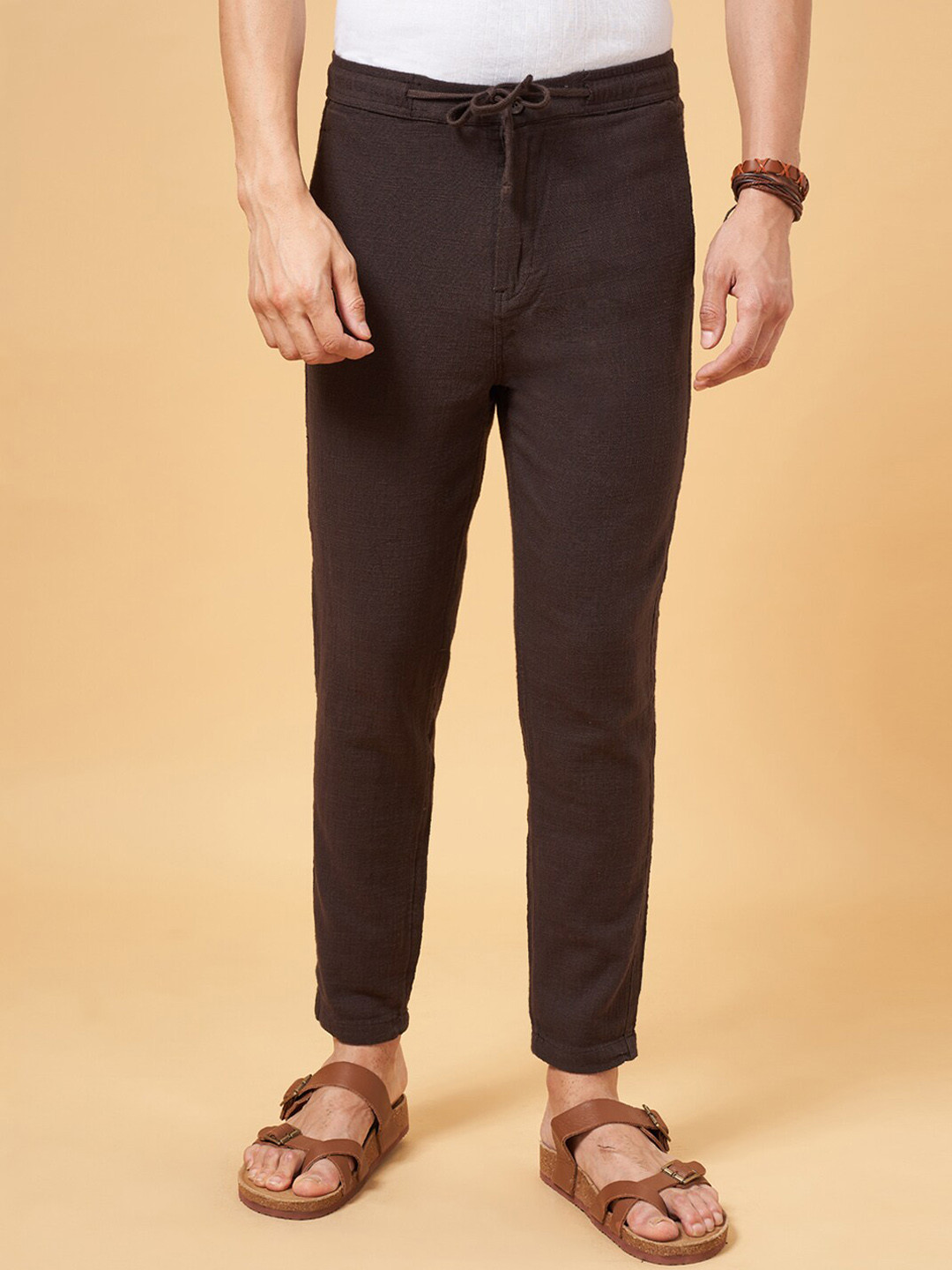 

7 Alt by Pantaloons Men Mid-Rise Trousers, Brown