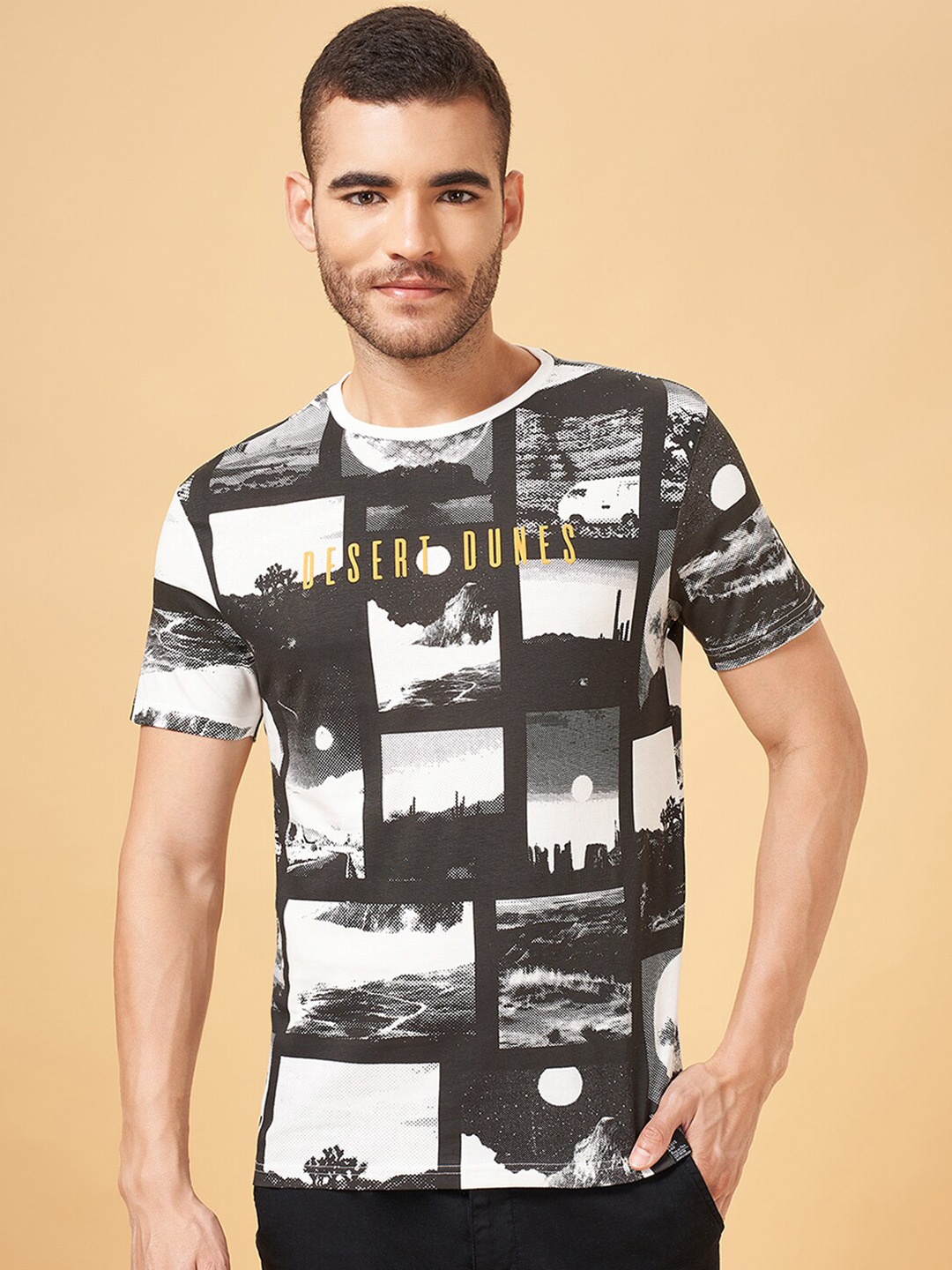 

People Printed Slim Fit T-shirt, Black
