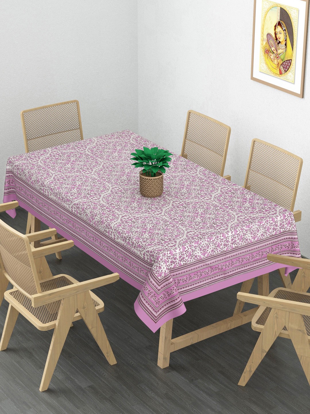 

Gulaab Jaipur Purple Floral Printed 6-Seater Rectangle Cotton Table Cover