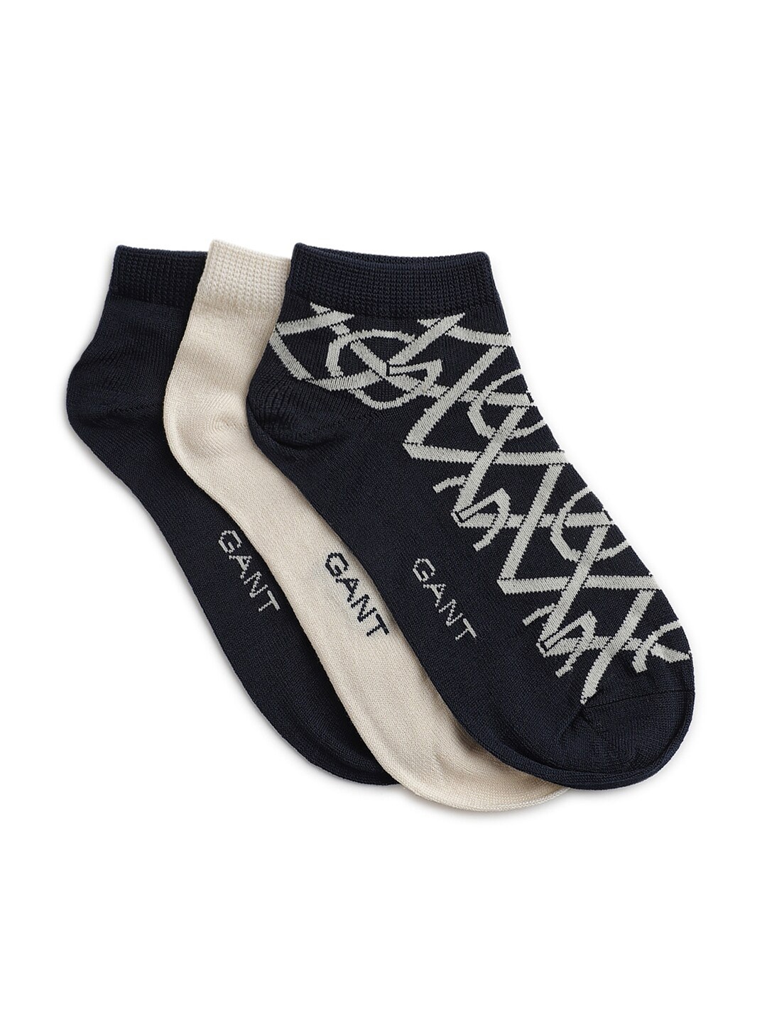 

GANT Women Pack Of 3 Patterned Ankle Length Socks, Navy blue