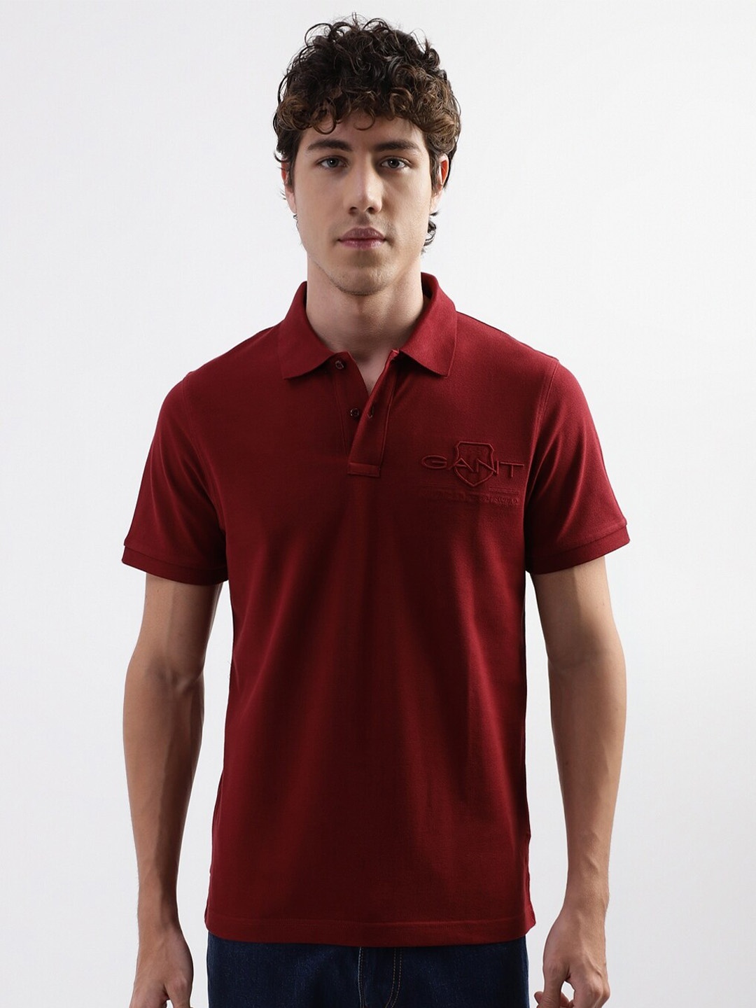 

GANT Polo Collar Pure Cotton T-shirt, Red