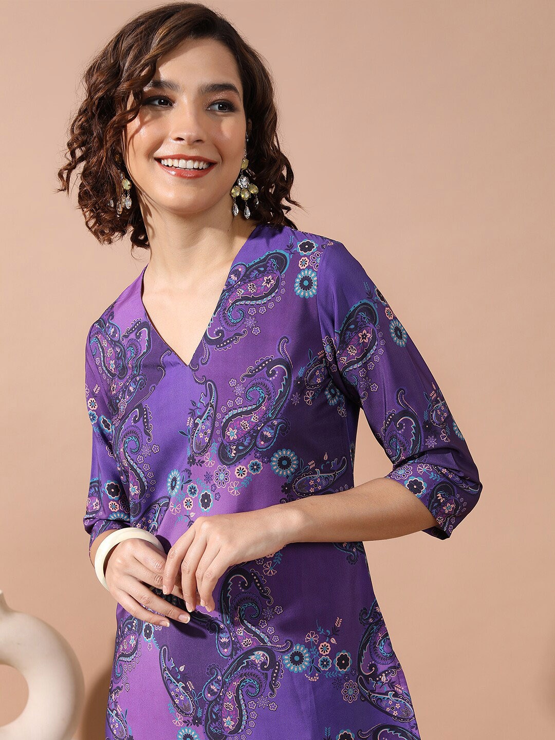 

KETCH Ethnic Motifs Printed Kurta, Purple