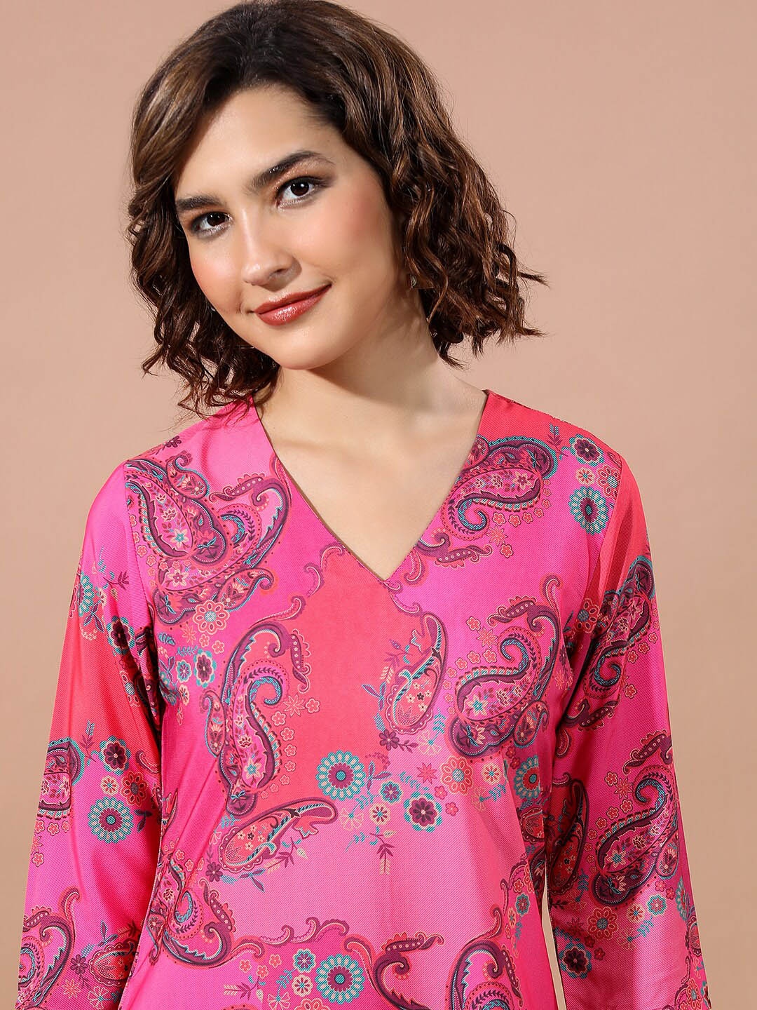 

KETCH Pink Ethnic Motifs Printed Kurta