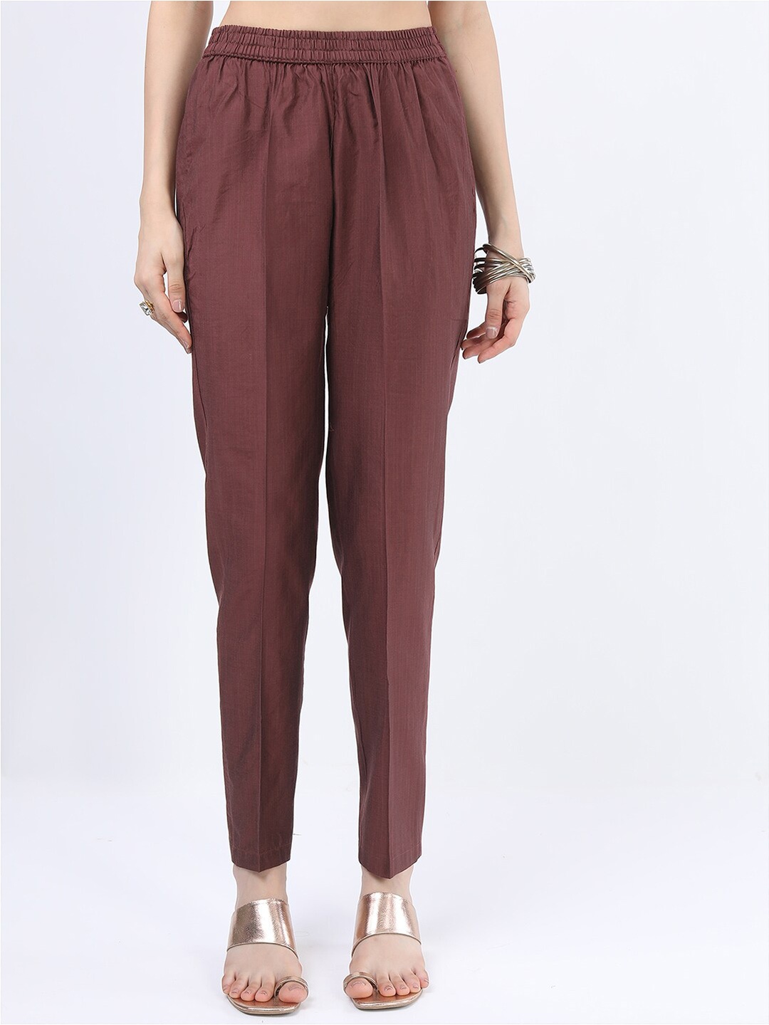 

Vishudh Women Maroon Regular Fit Trousers