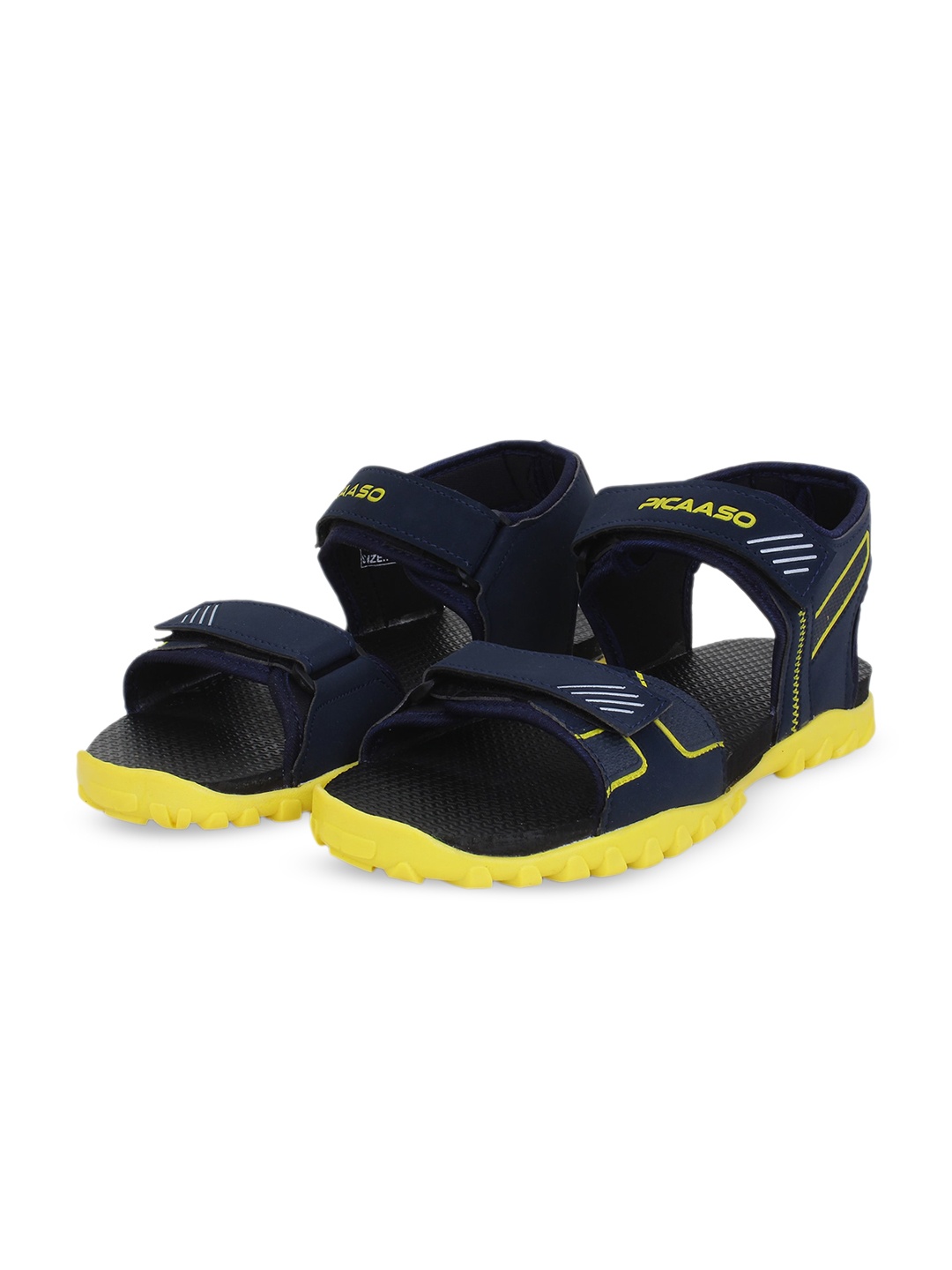 

PICAASO Men Textured Sports Sandals With Velcro Closure, Navy blue