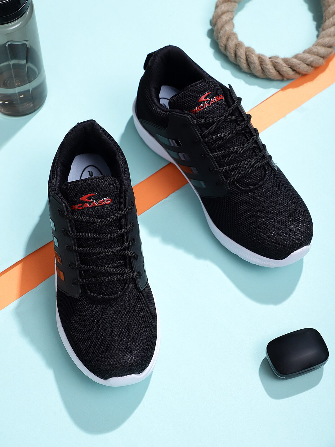 

Airson Men Mesh Memory Foam Running Shoes, Black