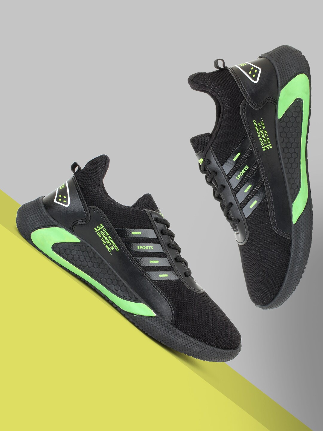 

Airson Men Black Mesh Running Non-Marking Shoes
