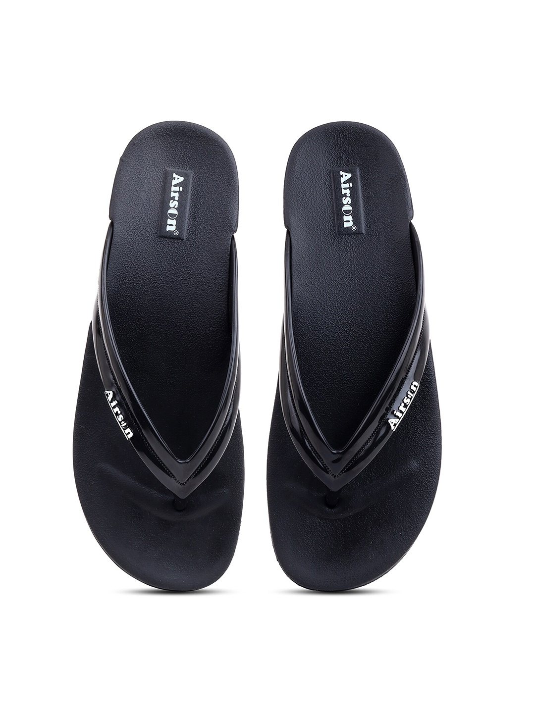 

Airson Women Rubber Thong Flip-Flops, Black