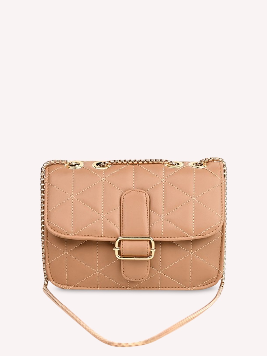 

Visual Echoes Structured Sling Bag With Quilted, Beige