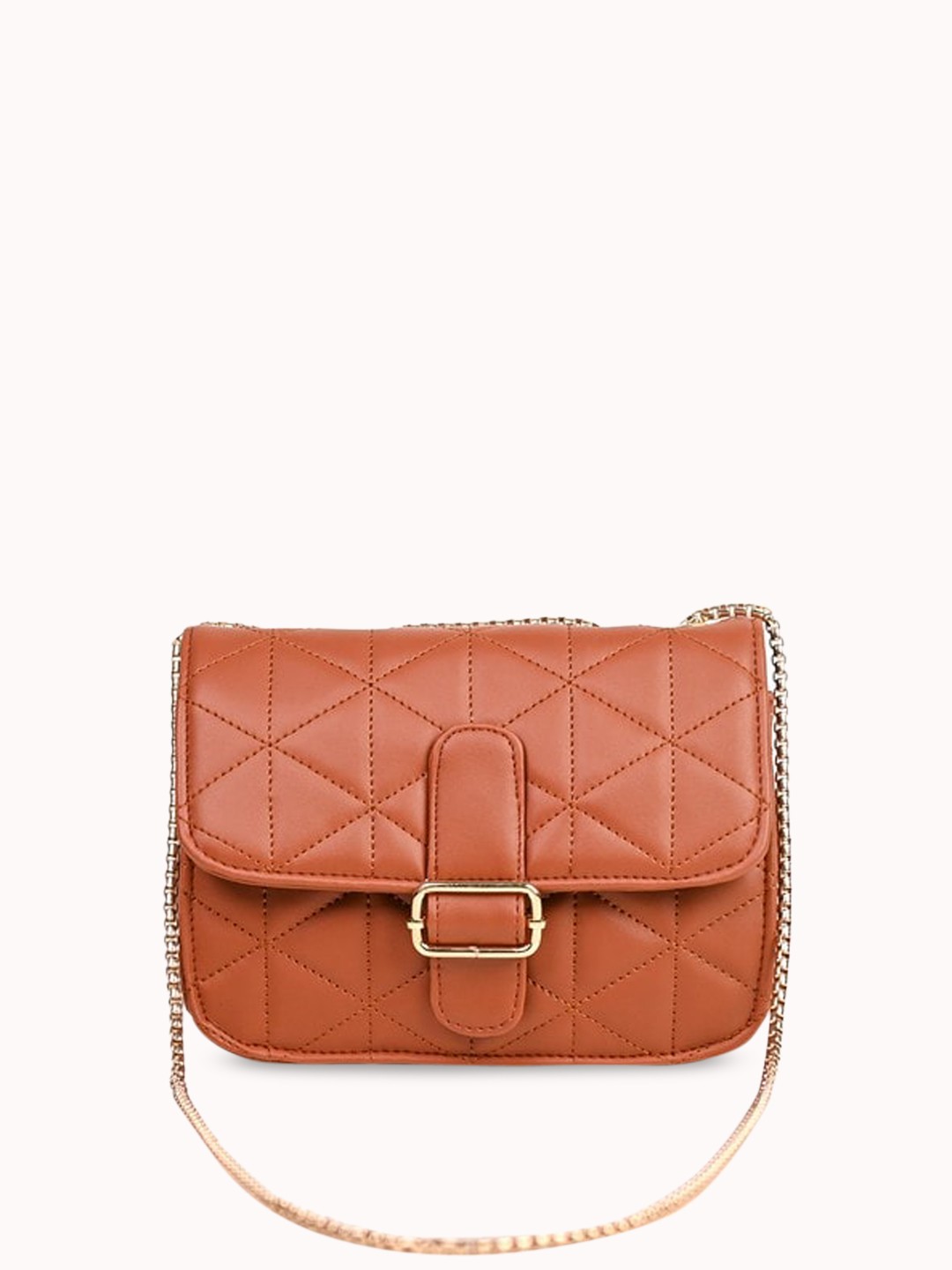 

Visual Echoes Structured Sling Bag With Quilted, Tan