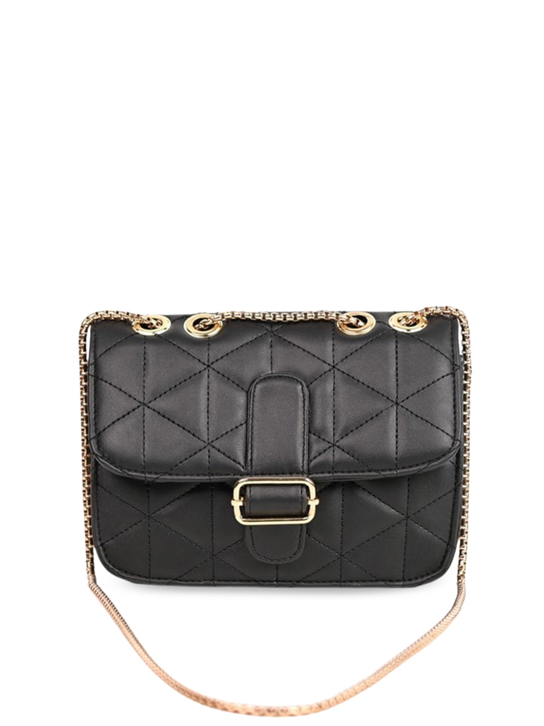 

Visual Echoes Quilted Structured Sling Bag, Black