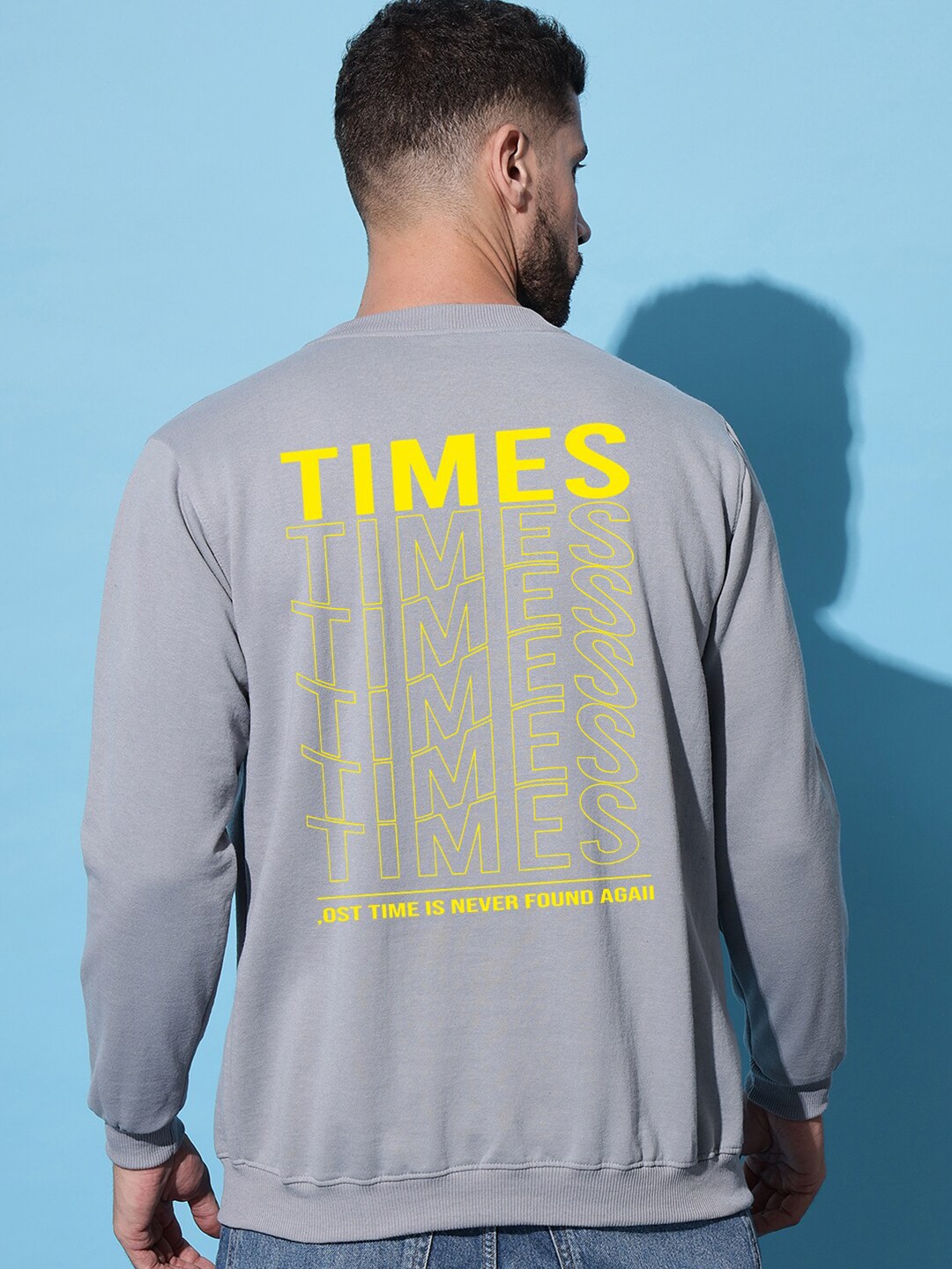 

Imsa Moda Typography Printed Fleece Sweatshirt, Grey