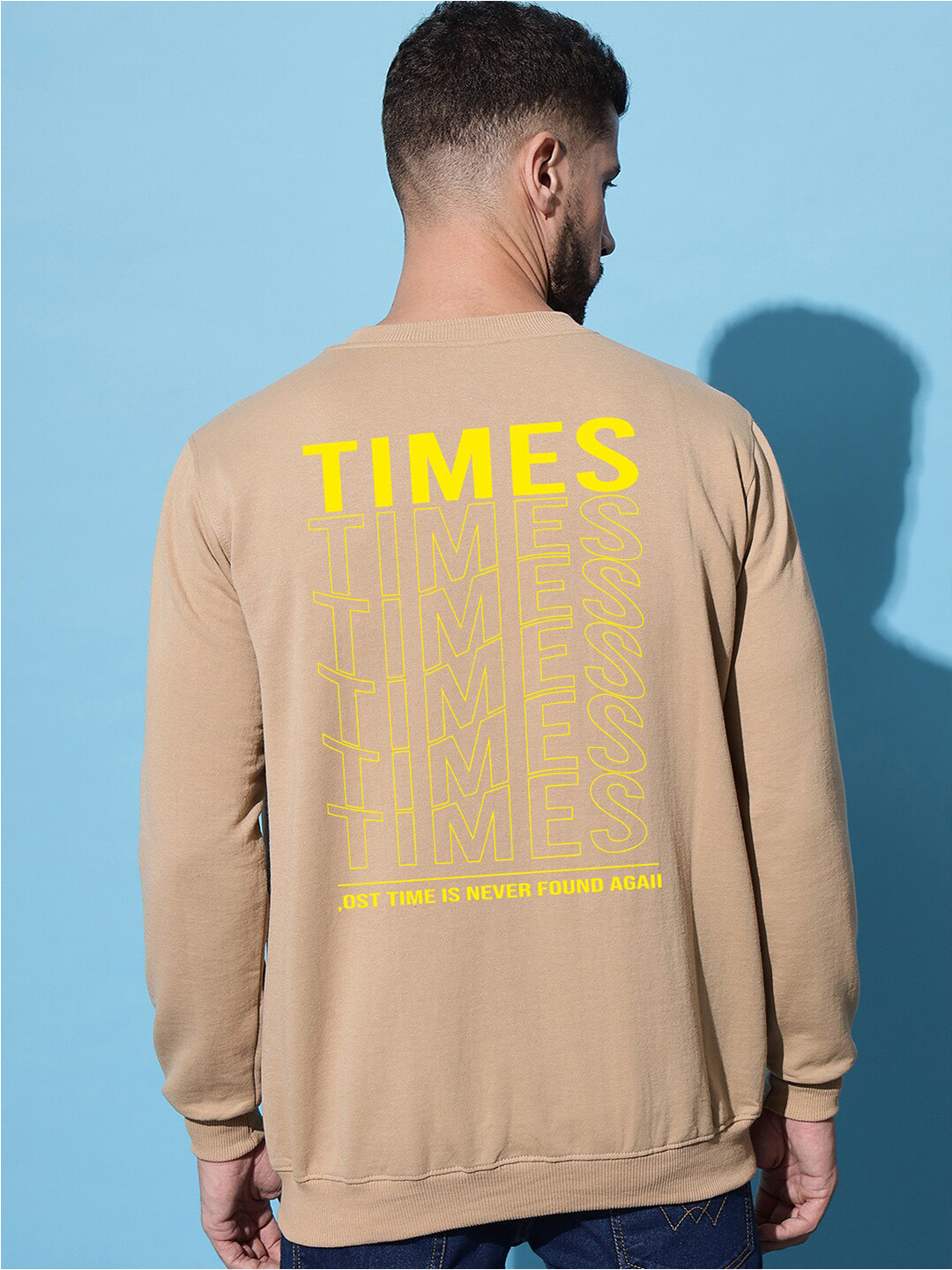 

Imsa Moda Typography Printed Fleece Sweatshirt, Beige