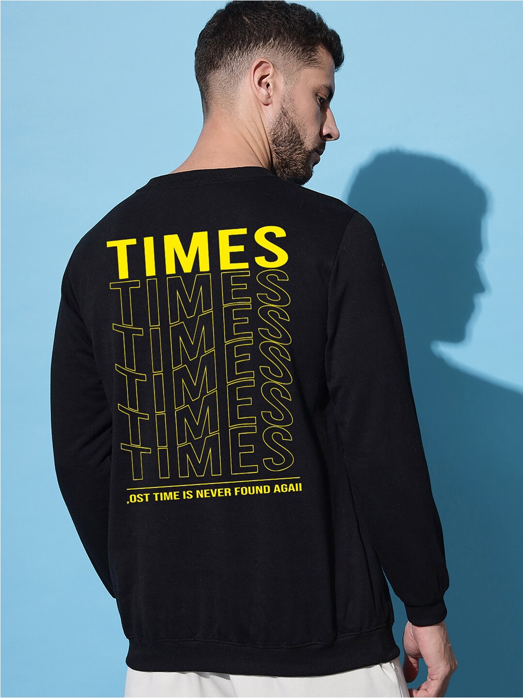 

Imsa Moda Typography Printed Fleece Sweatshirt, Black