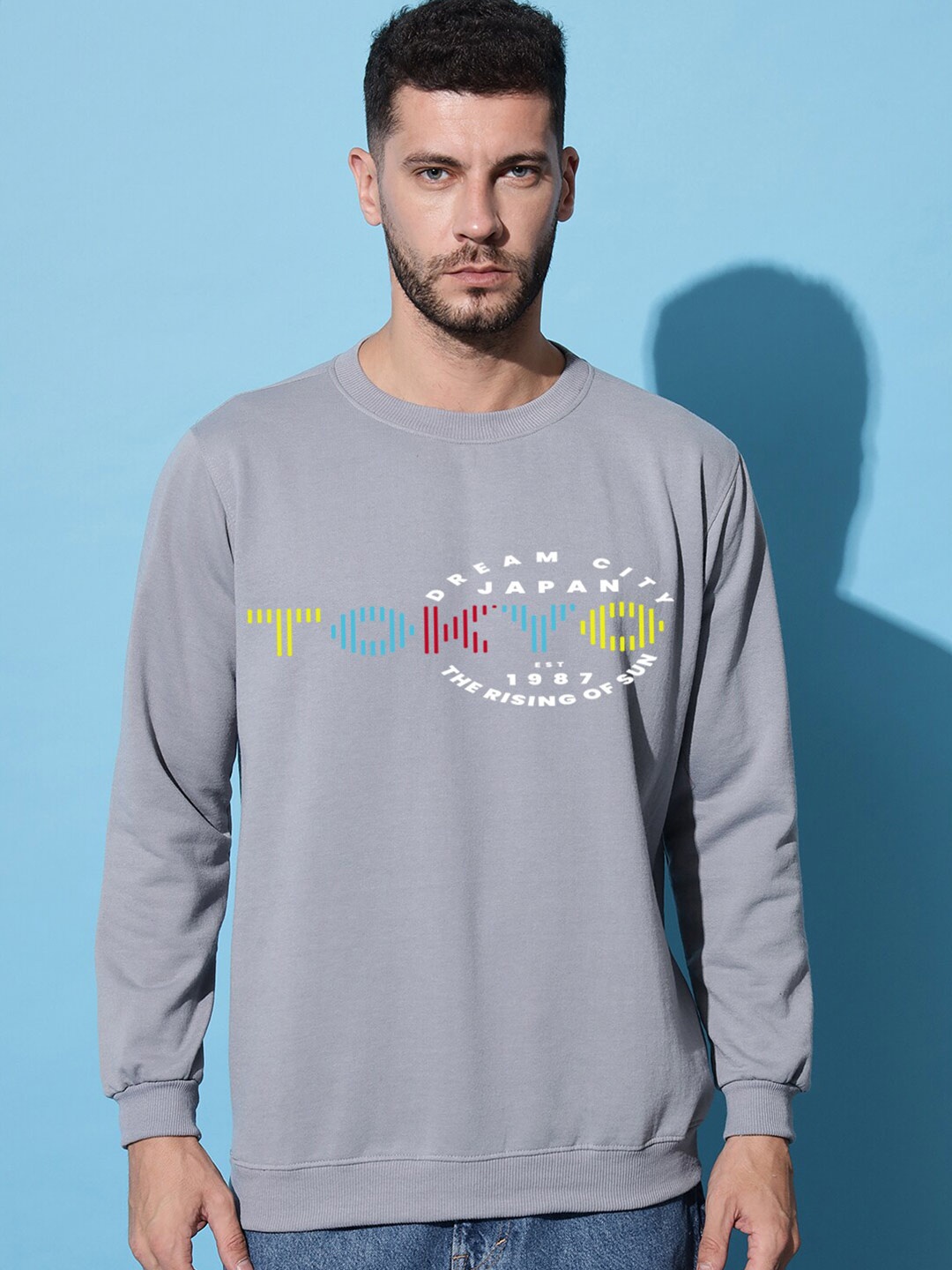 

Imsa Moda Typography Printed Fleece Sweatshirt, Grey