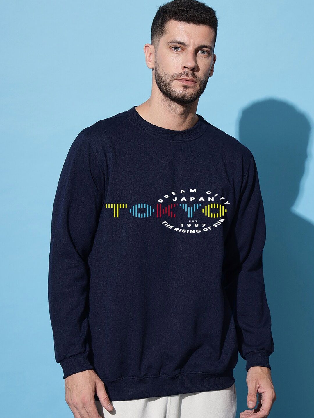 

Imsa Moda Typography Printed Long Sleeves Hooded Sweatshirt, Navy blue