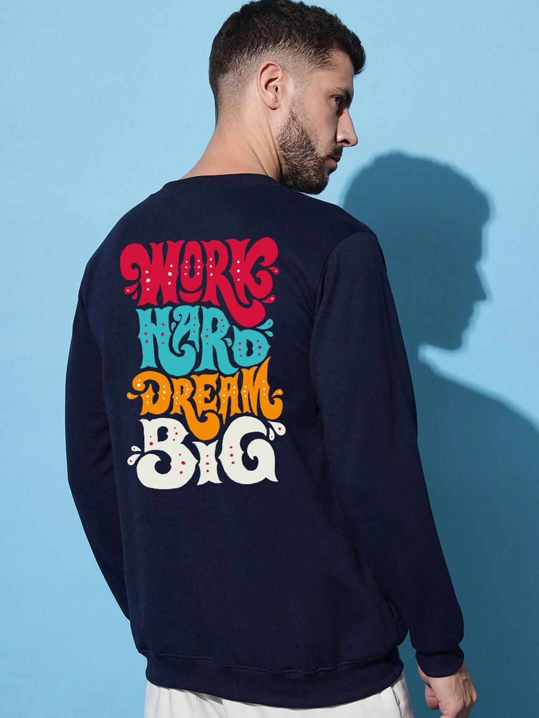 

Imsa Moda Typography Printed Long Sleeves Hooded Sweatshirt, Navy blue