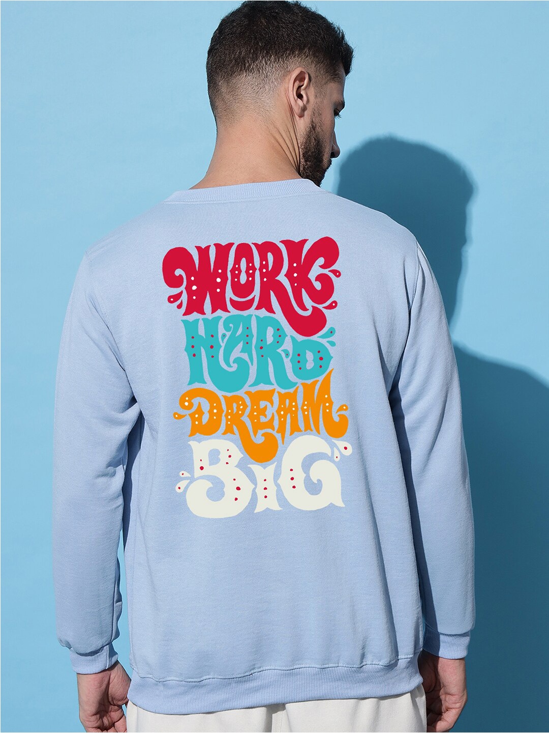 

Imsa Moda Typography Printed Fleece Pullover Sweatshirt, Blue