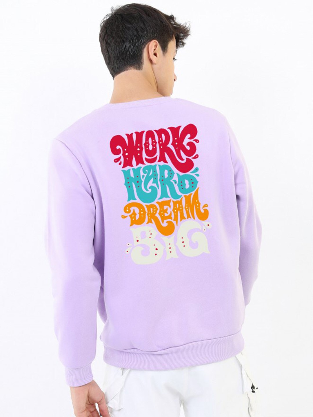 

Imsa Moda Typography Printed Fleece Pullover Sweatshirt, Lavender