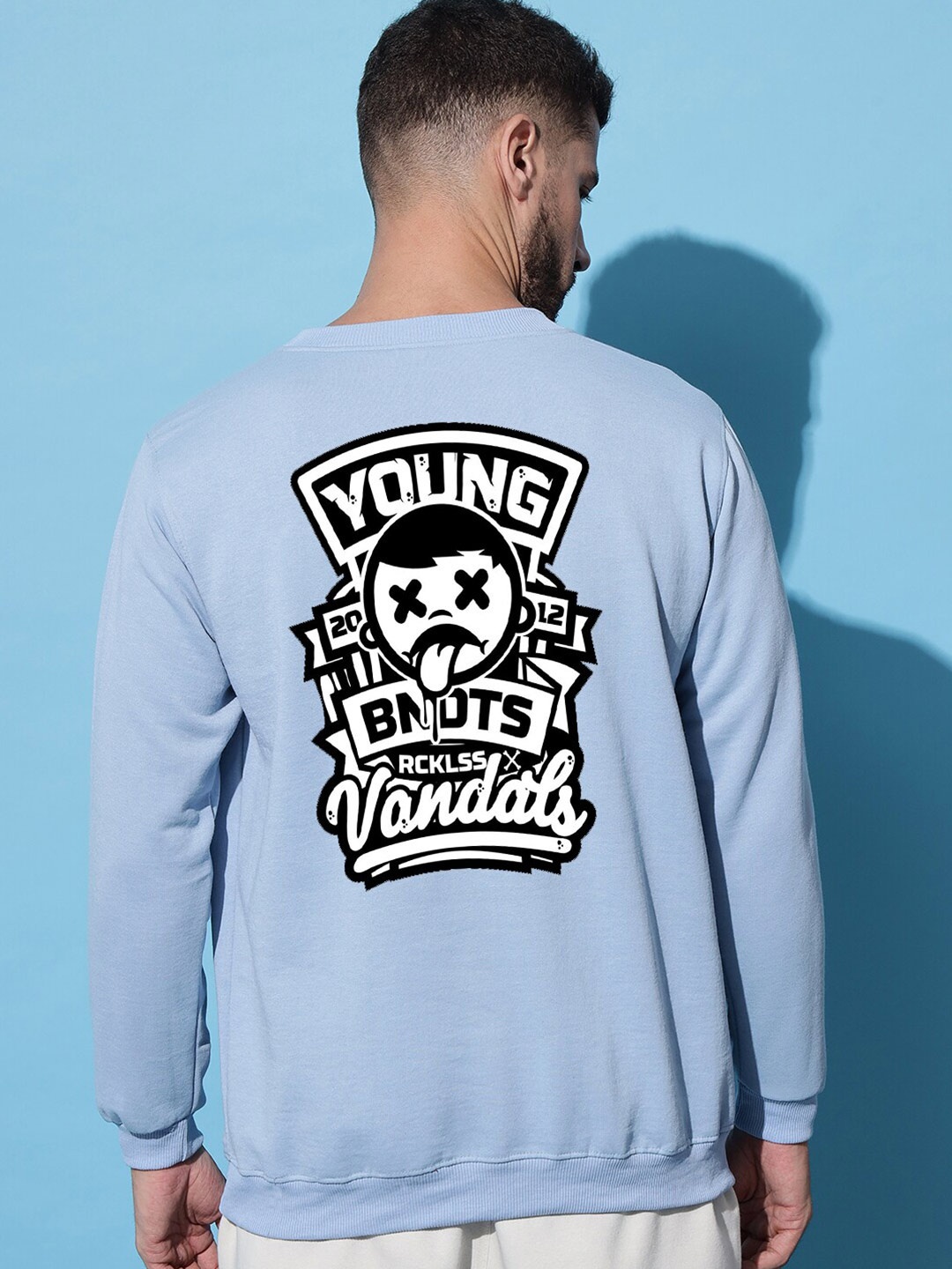 

Imsa Moda Typography Printed Fleece Sweatshirt, Blue