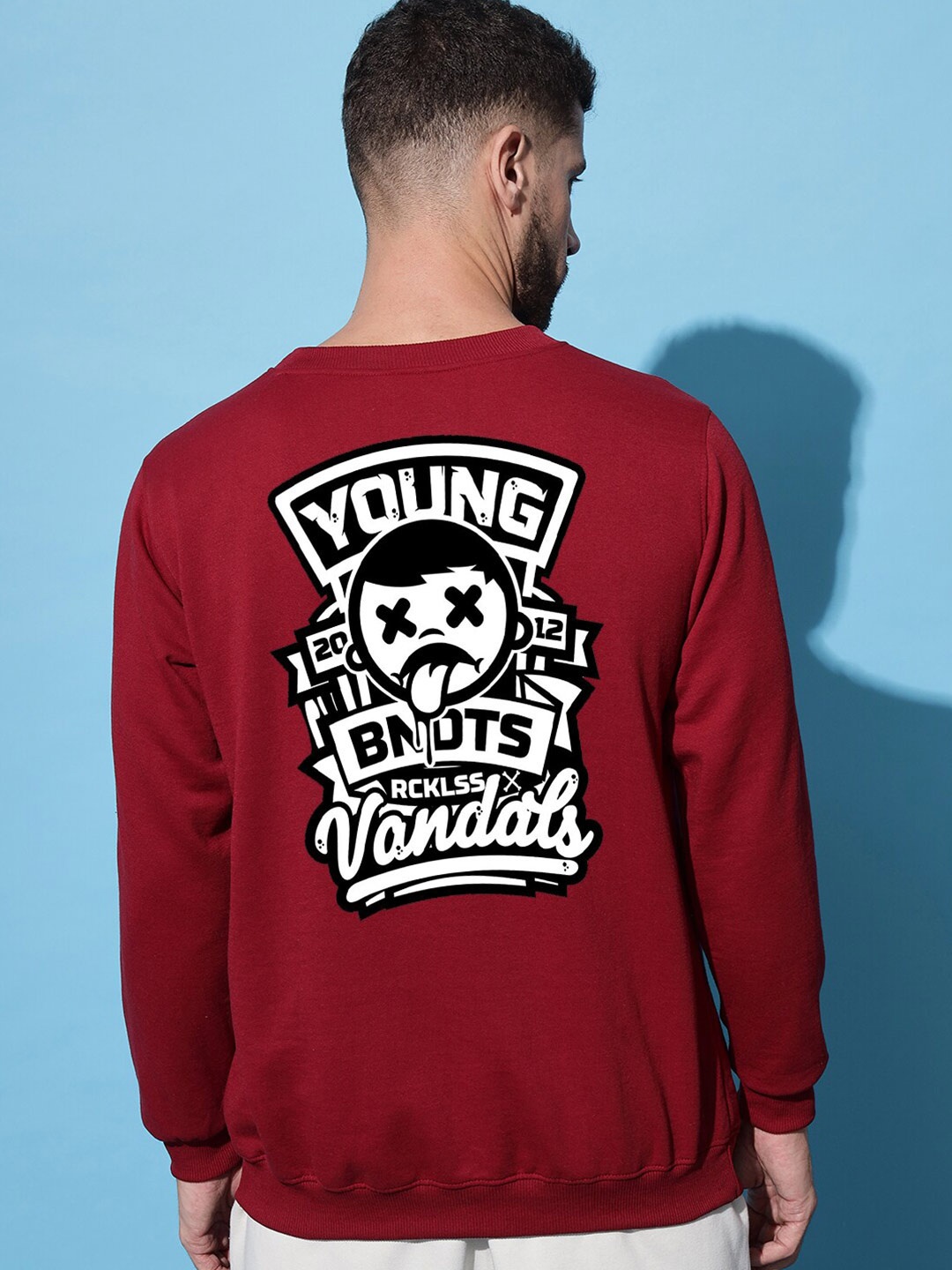 

Imsa Moda Typography Printed Fleece Pullover Sweatshirt, Maroon