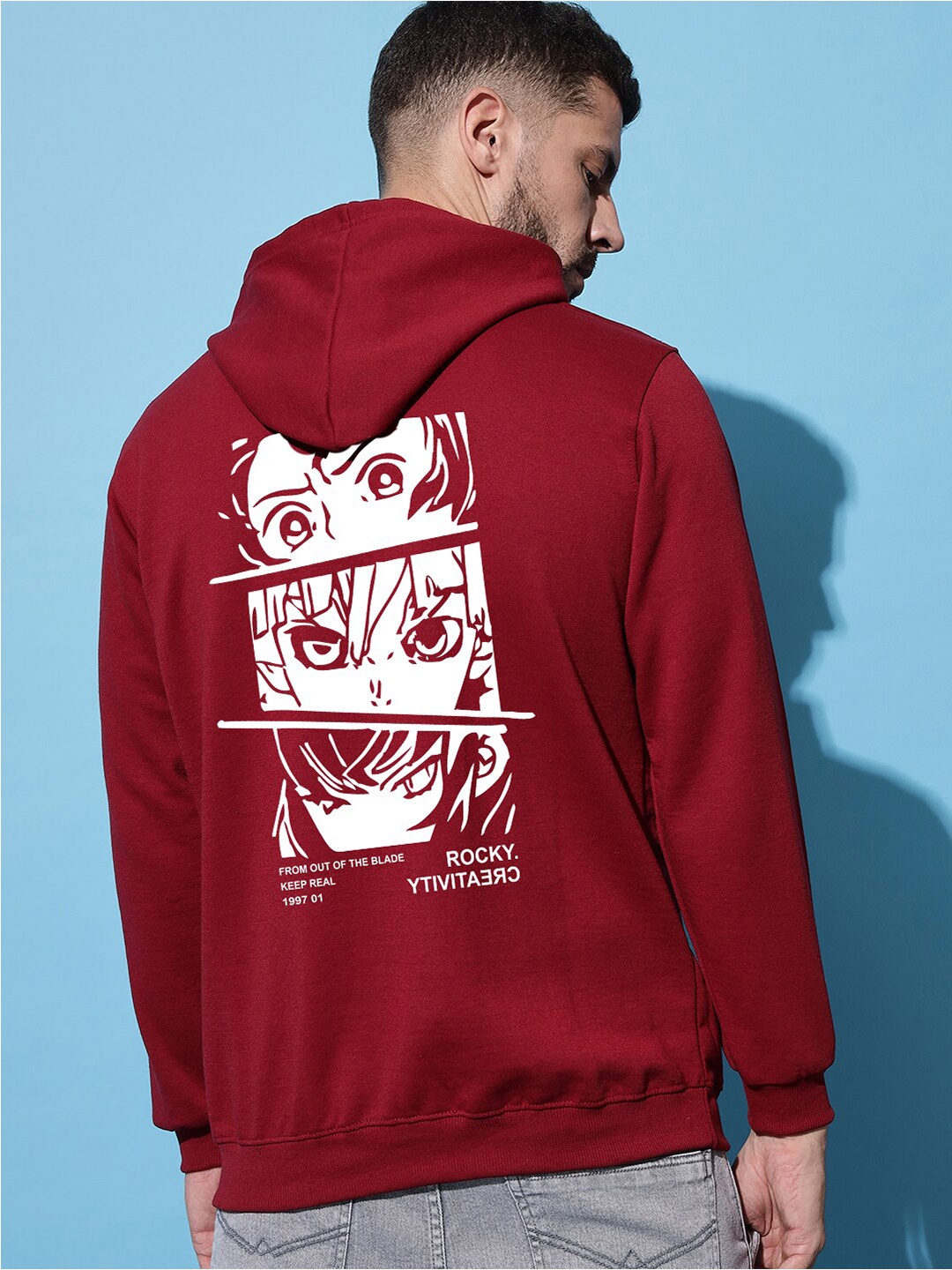 

Imsa Moda Graphic Printed Fleece Hooded Pullover Sweatshirt, Maroon