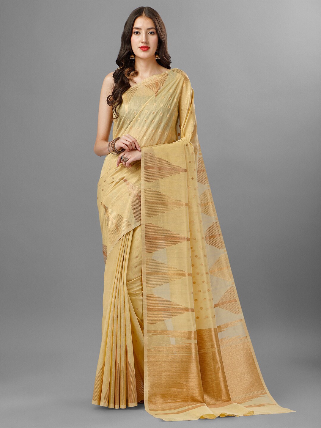 

INsthah Ethnic Motif Woven Design Zari Tissue Banarasi Saree, Yellow