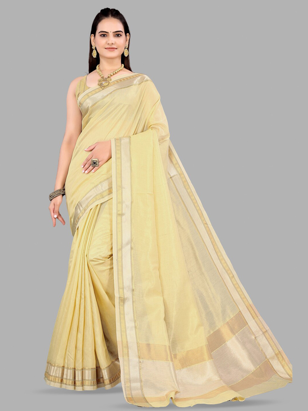 

INsthah Zari Tissue Saree, Yellow