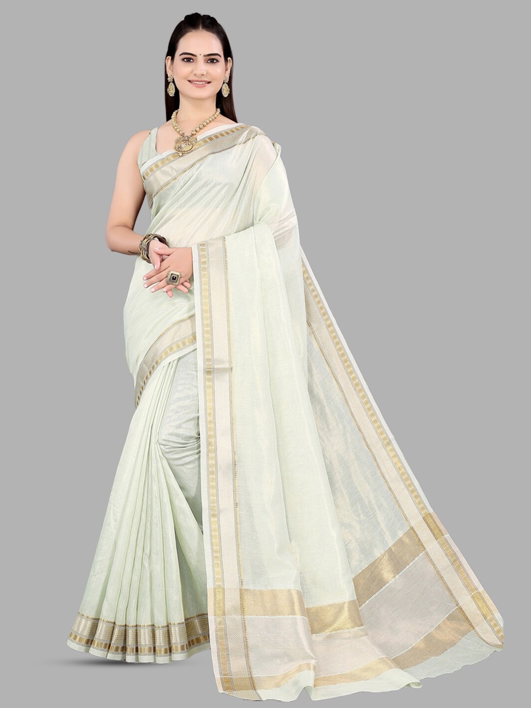 

INsthah Woven Design Zari Tissue Saree, Green