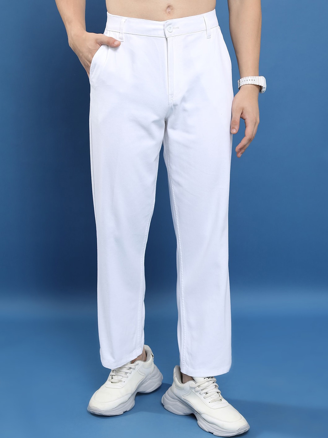 

HIGHLANDER Men Mid-Rise Cotton Regular Fit Trouser, White
