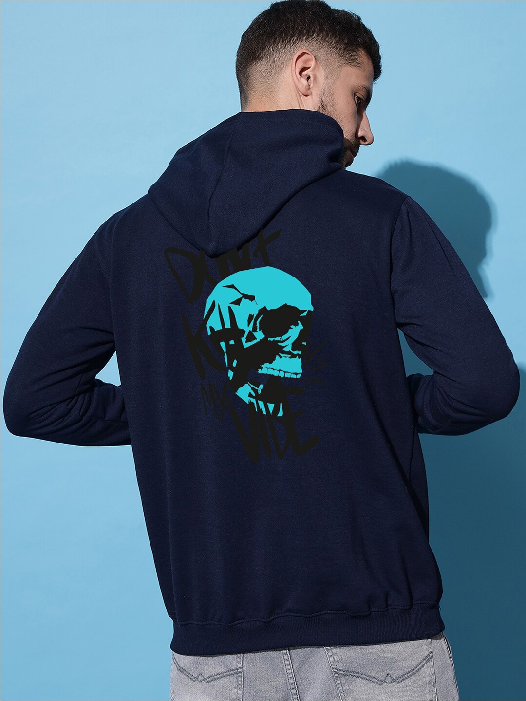 

Imsa Moda Graphic Printed Hooded Fleece Sweatshirt, Navy blue